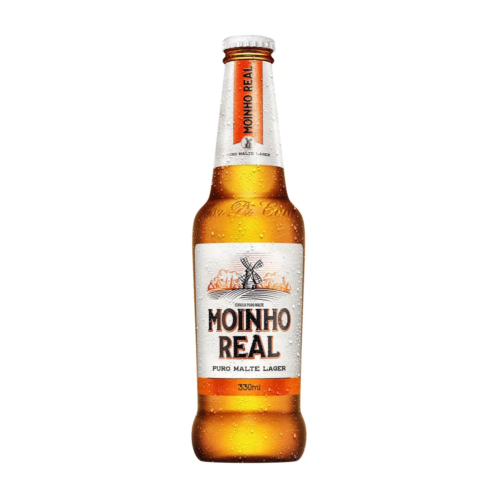 CERVEZA MOINHO REAL 12X330ML LN PURO MALTE VIDR DESC.