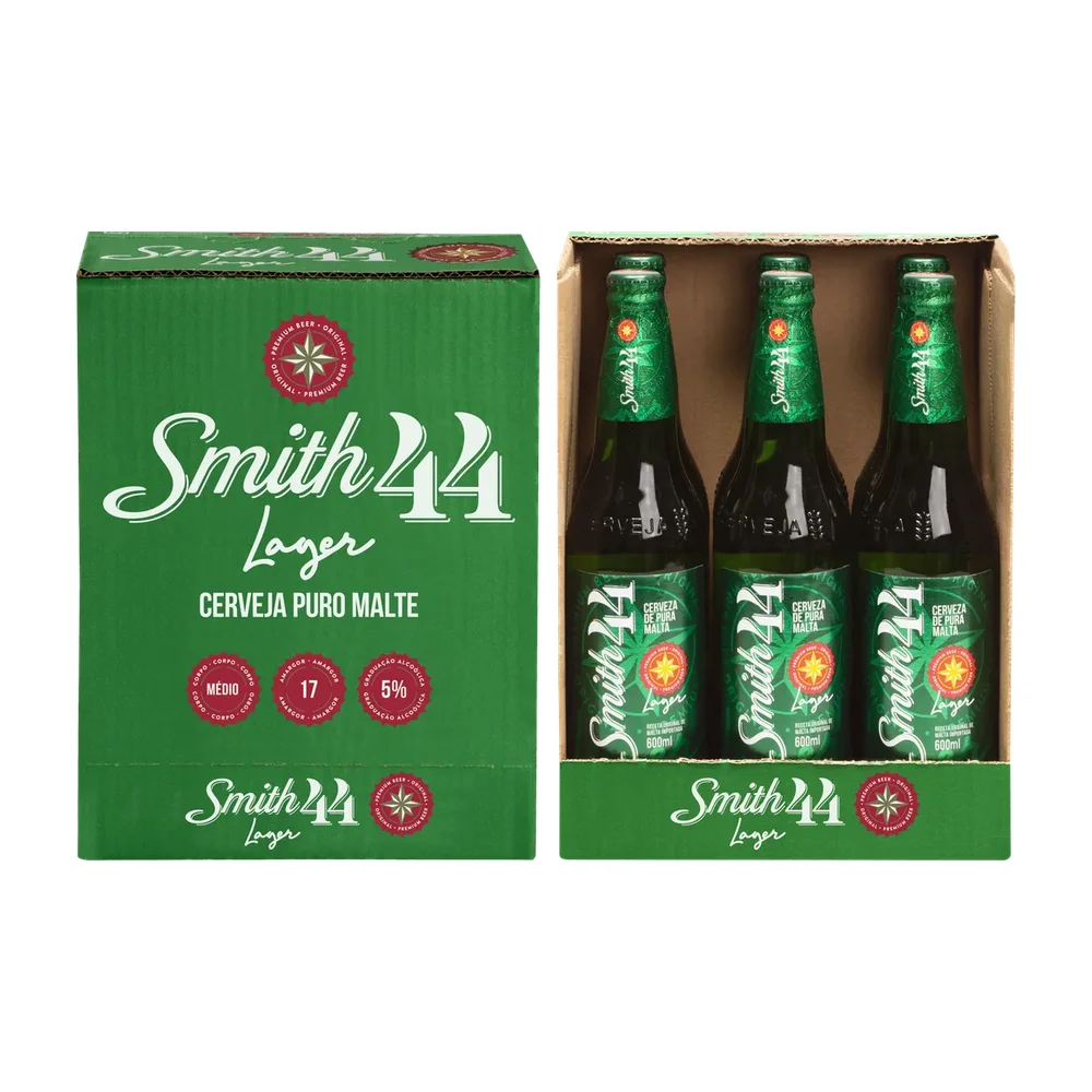 CERVEJA SMITH 44 PURO MALTE 6X600ML VIDRO DESCARTAVEL